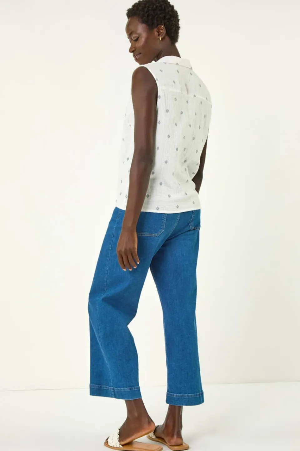 Tops>Roman Ivory Embroidered Tie Hem Blouse