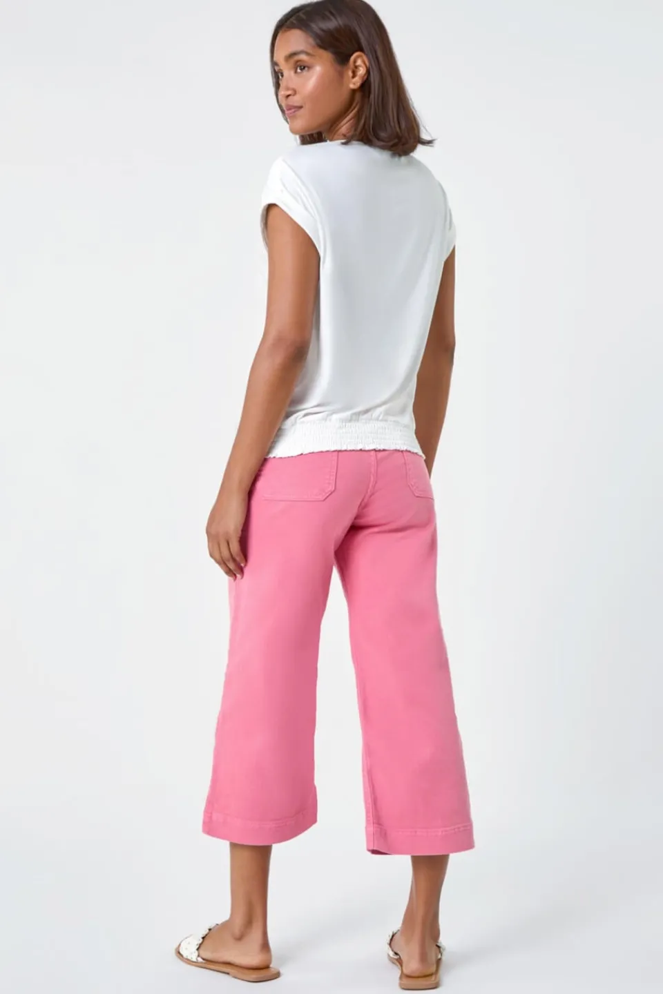 T-Shirts>Roman Lace Panel Stretch Jersey Top Ivory