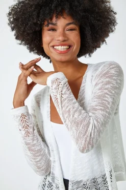 Tops>Roman Lightweight Knitted Shrug Ivory