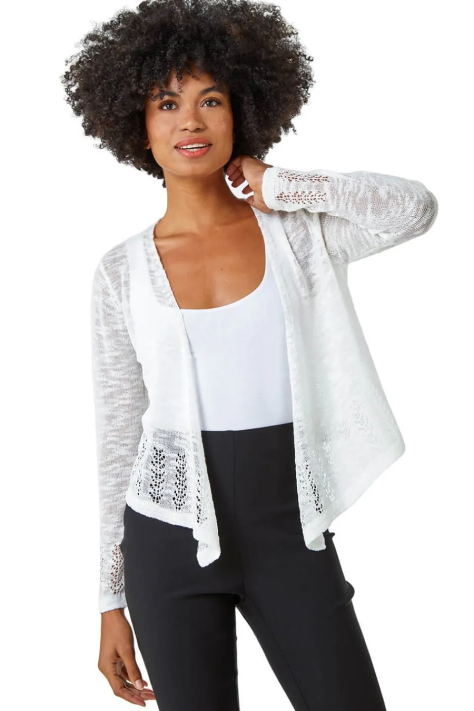 Tops>Roman Lightweight Knitted Shrug Ivory