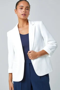 Coats & Jackets>Roman Ivory Petite Classic Stretch Blazer