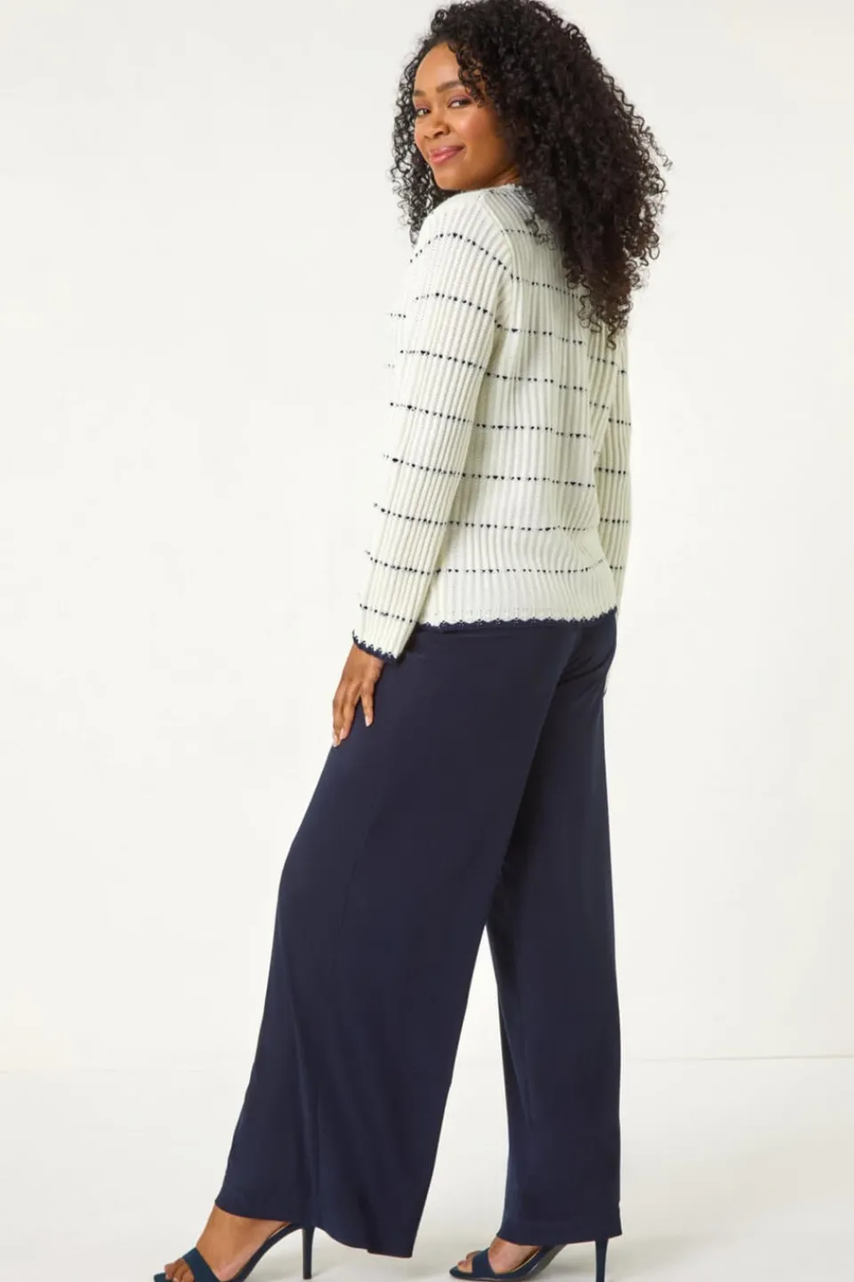 Tops>Roman Ivory Petite Contrast Stitch Cardigan
