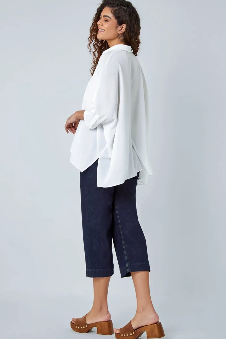 Blouses & Shirts>Roman Ivory Relaxed Smart Stretch Shirt