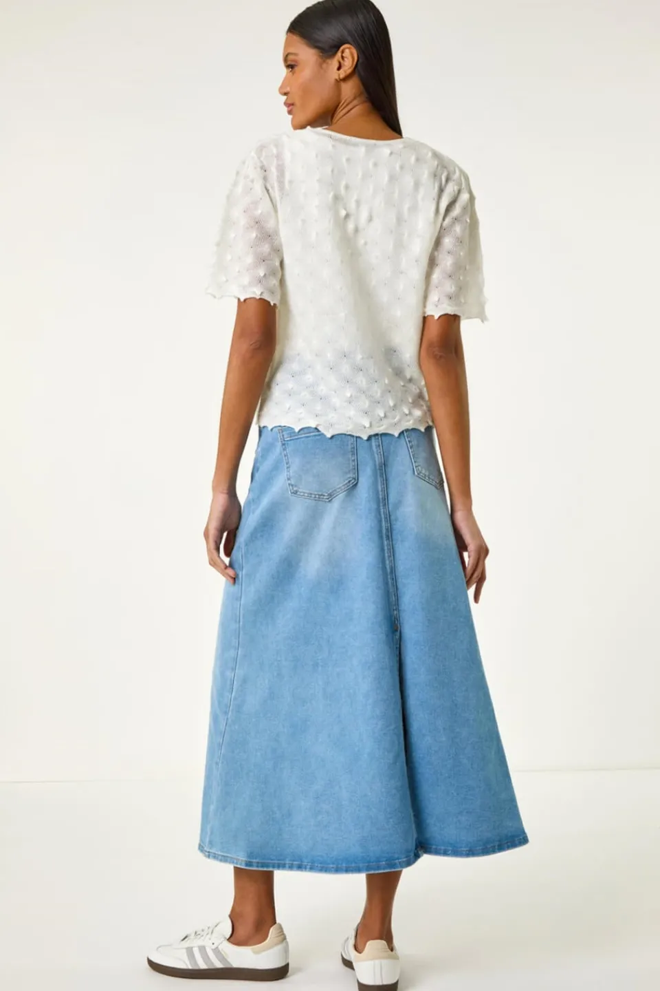 Tops>Roman Ivory Textured Tie Front Shrug
