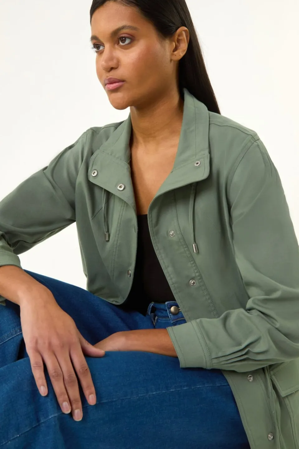 Coats & Jackets>Roman Buttoned Safari Jacket Khaki