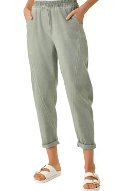 Trousers>Roman Khaki Seam Detail Cropped Stretch Trouser