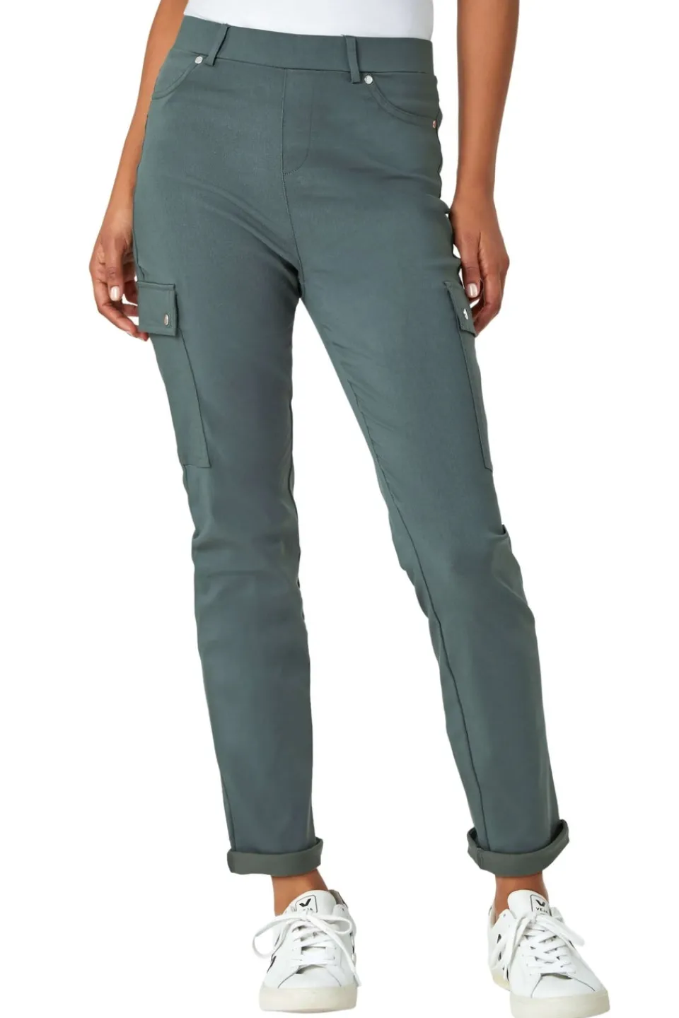 Trousers>Roman Turn Up Stretch Cargo Trousers Khaki