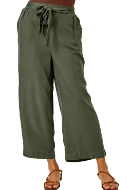 Trousers>Roman Waist Tie Detail Culottes Khaki