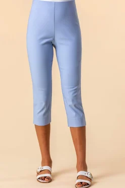 Trousers>Roman Light Blue Cropped Stretch Trouser LightBlue
