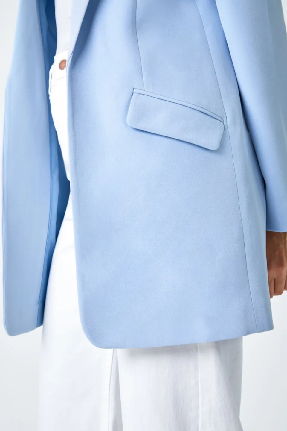Coats & Jackets>Roman Light Blue Longline Blazer Jacket