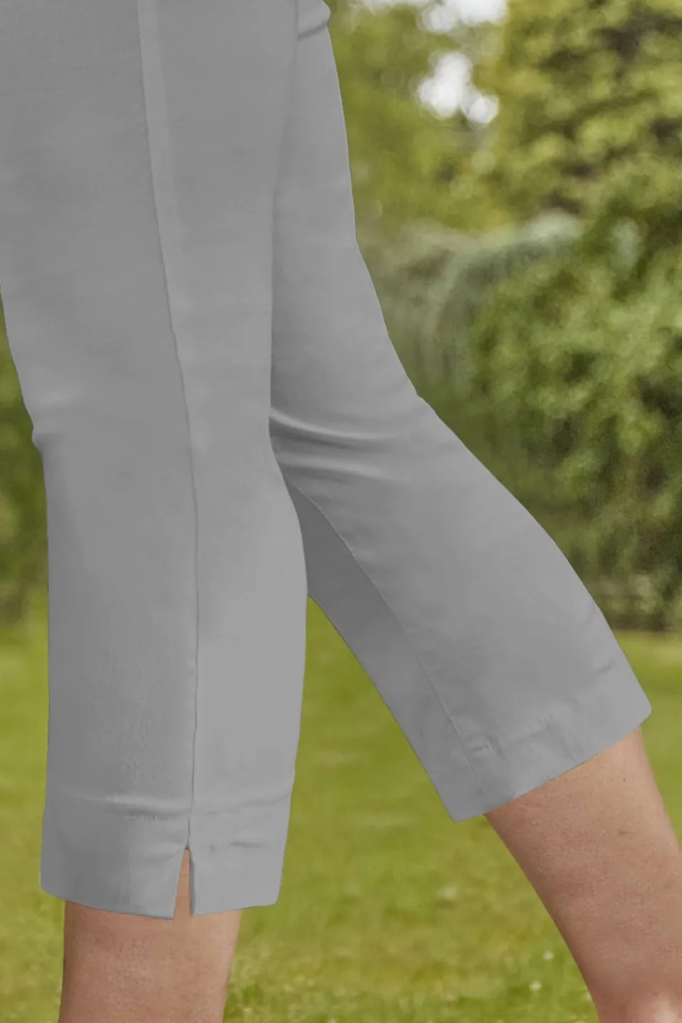 Trousers>Roman Light Grey Cropped Stretch Trouser Capri Summer Leggings 3/4 Pedal Pushers LightGrey