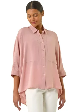 Tops>Roman Light Pink Boxy Relaxed Blouse