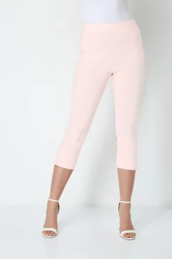 Trousers>Roman Light Pink Cropped Stretch Trouser Capri Summer Leggings 3/4 Pedal Pushers LightPink
