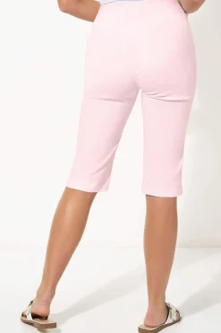 Shorts>Roman Light-Pink Stretch Knee Length Elastic Waist  Shorts PalePink
