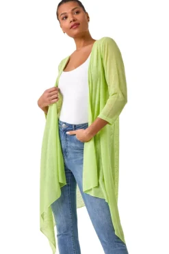 Tops>Roman Lime Longline Waterfall Cardigan