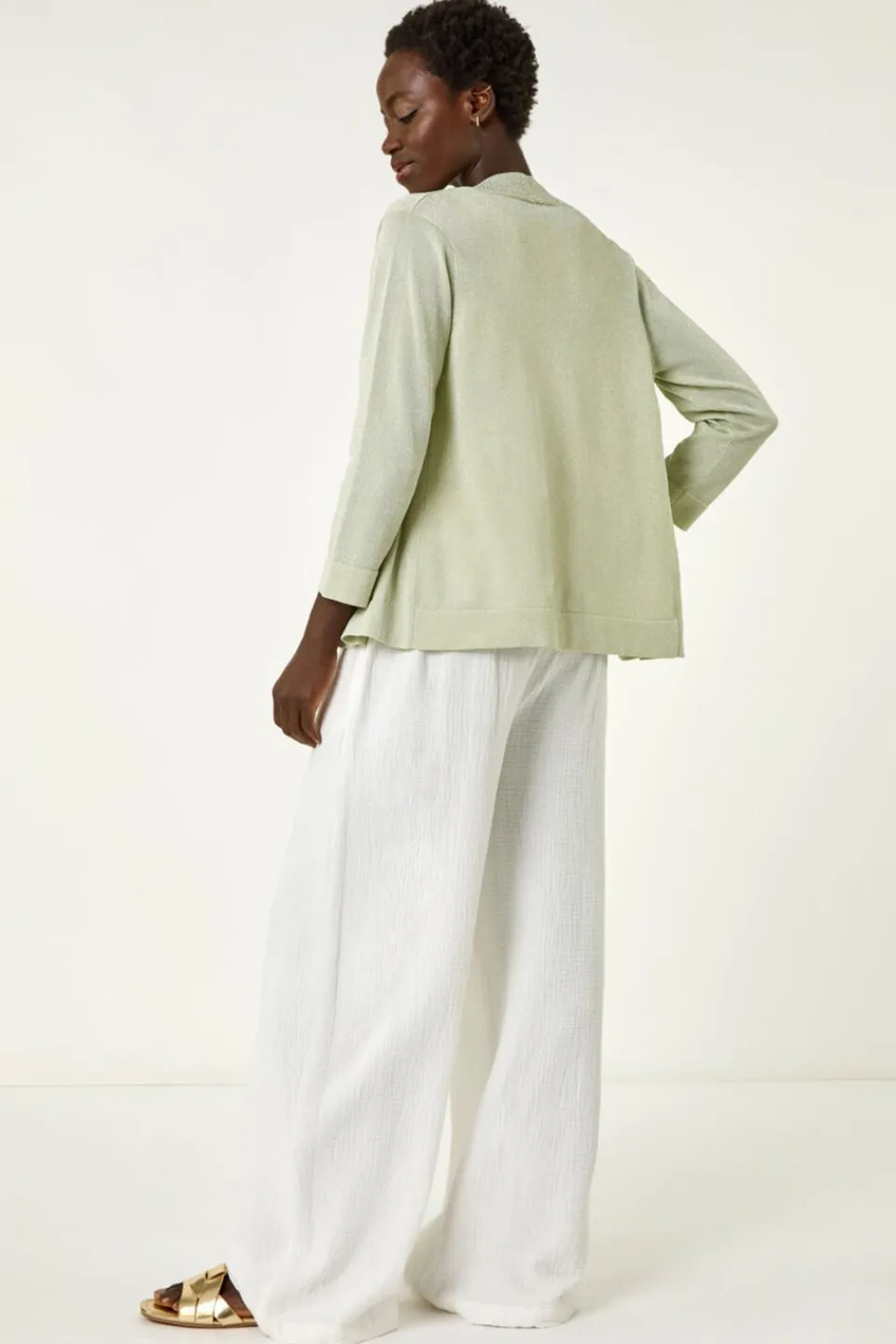 Tops>Roman Lime Shimmer Detail Shrug Cardigan