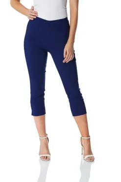 Trousers>Roman Midnight Blue Cropped Stretch Trouser MidnightBlue