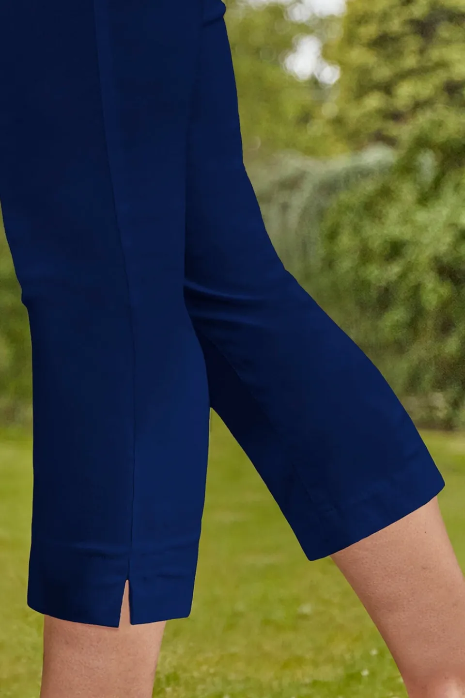 Trousers>Roman Midnight Blue Cropped Stretch Trouser MidnightBlue