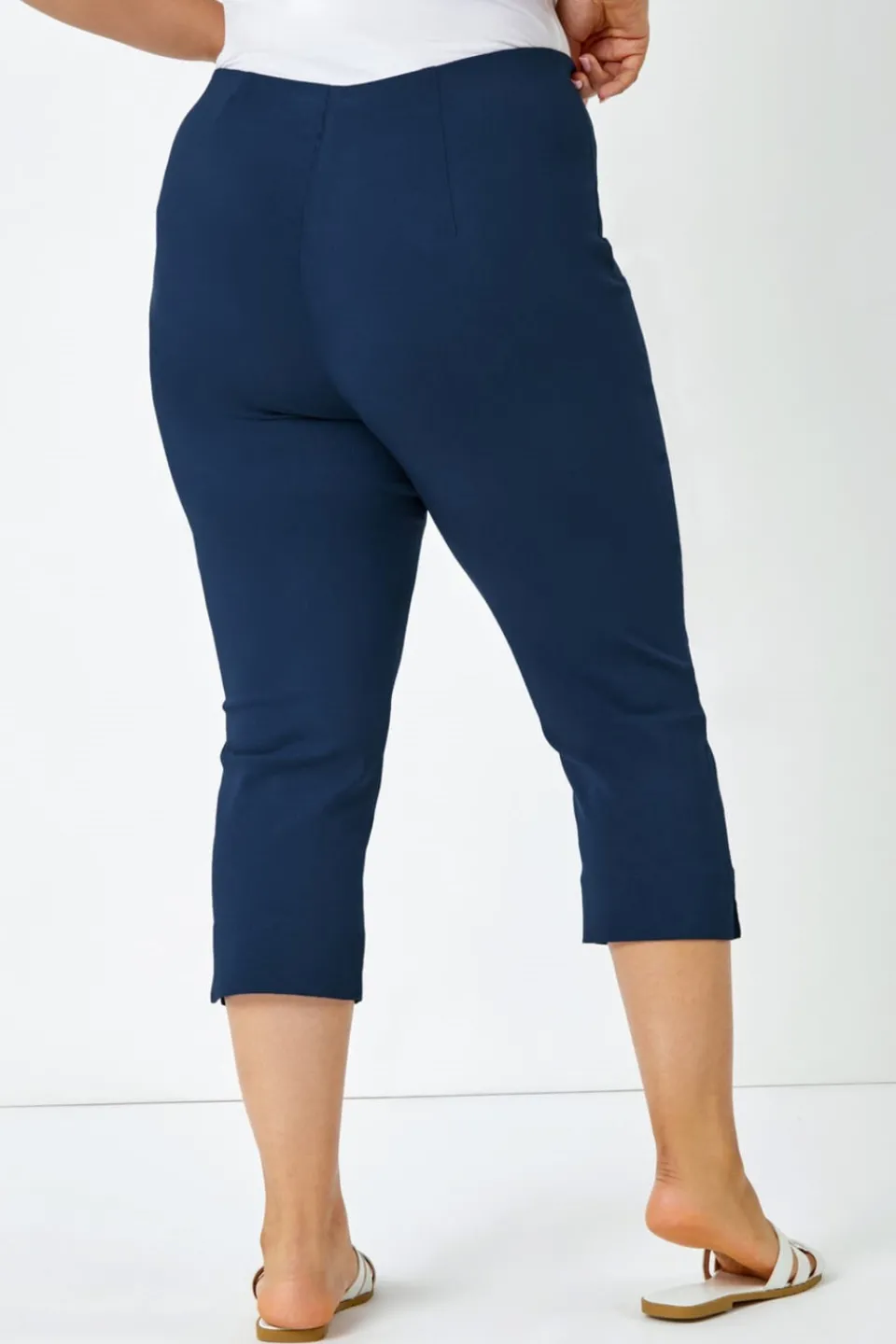 Trousers>Roman Midnight Curve Cropped Stretch Trouser Blue