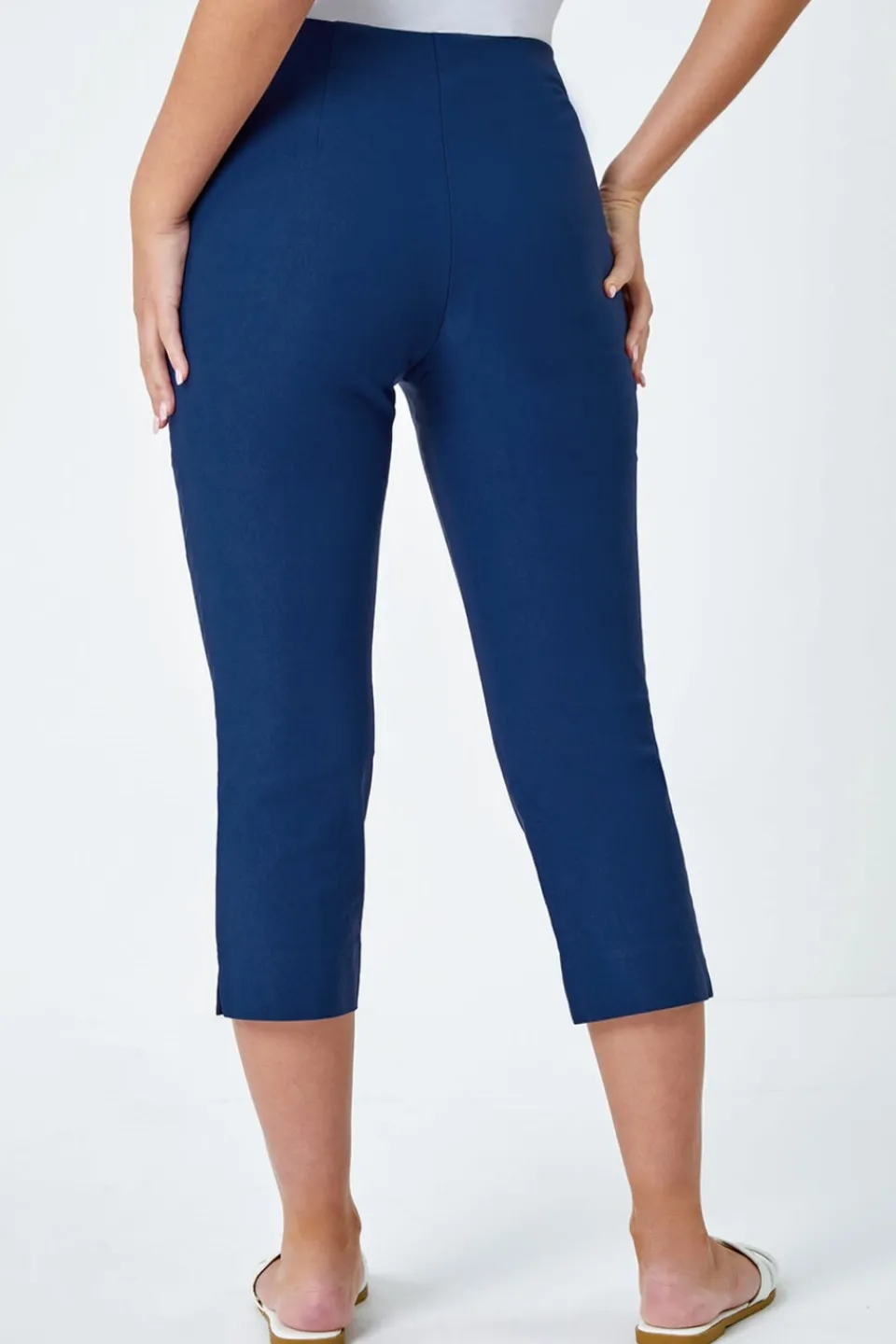 Trousers>Roman Midnight Blue Petite Cropped Stretch Trousers MidnightBlue