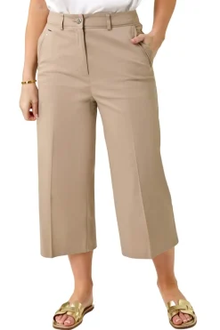 Trousers>Roman Mocha Petite Cotton Culotte Trousers