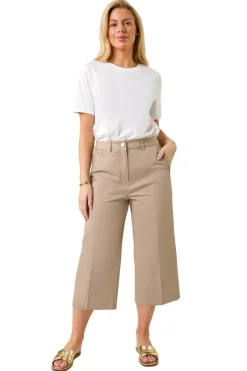 Trousers>Roman Mocha Petite Cotton Culotte Trousers