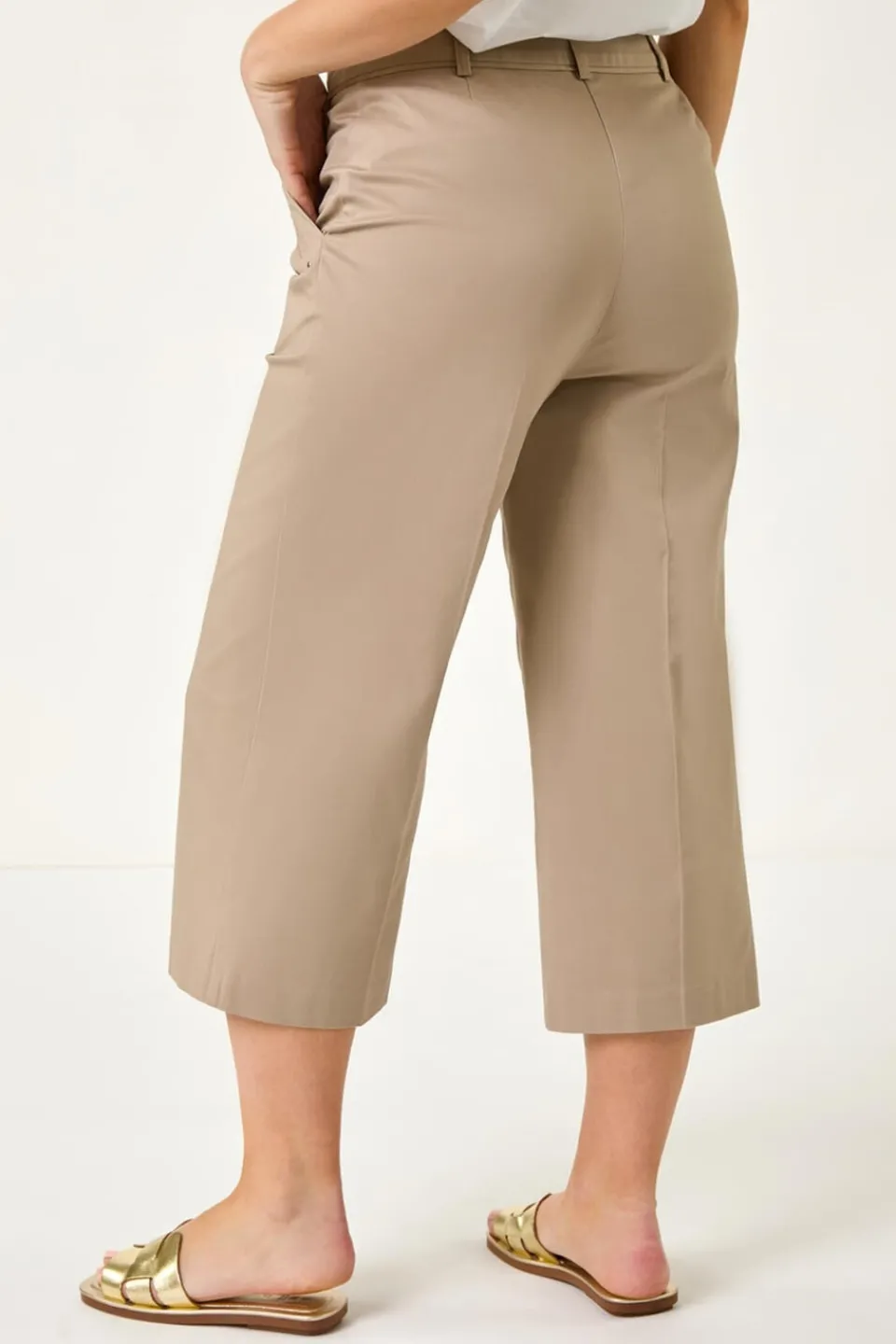 Trousers>Roman Mocha Petite Cotton Culotte Trousers