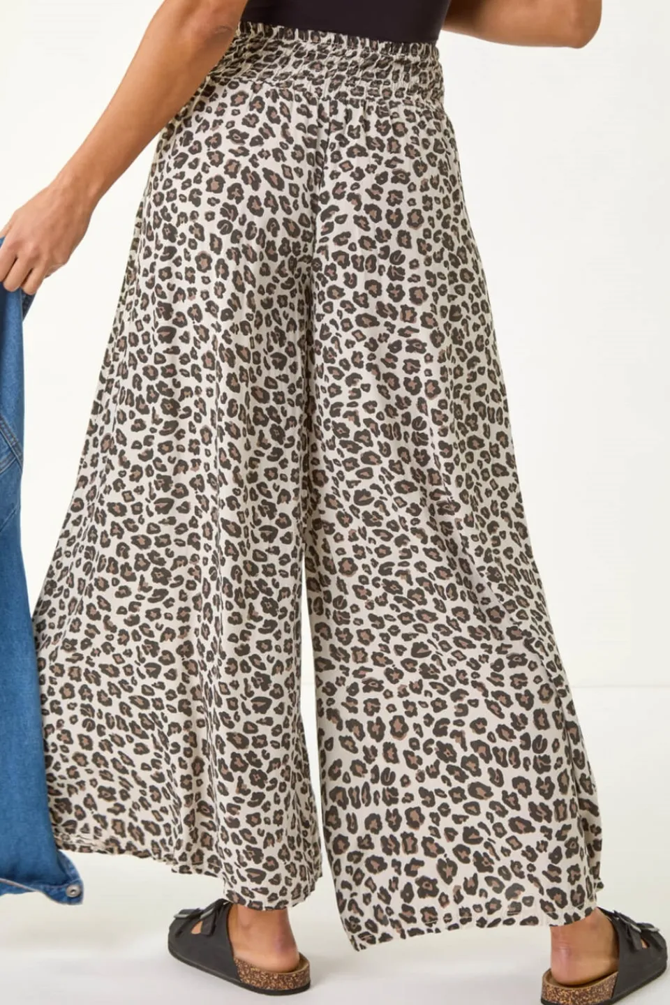 Trousers>Roman Natural Animal Print Wide Leg Trousers