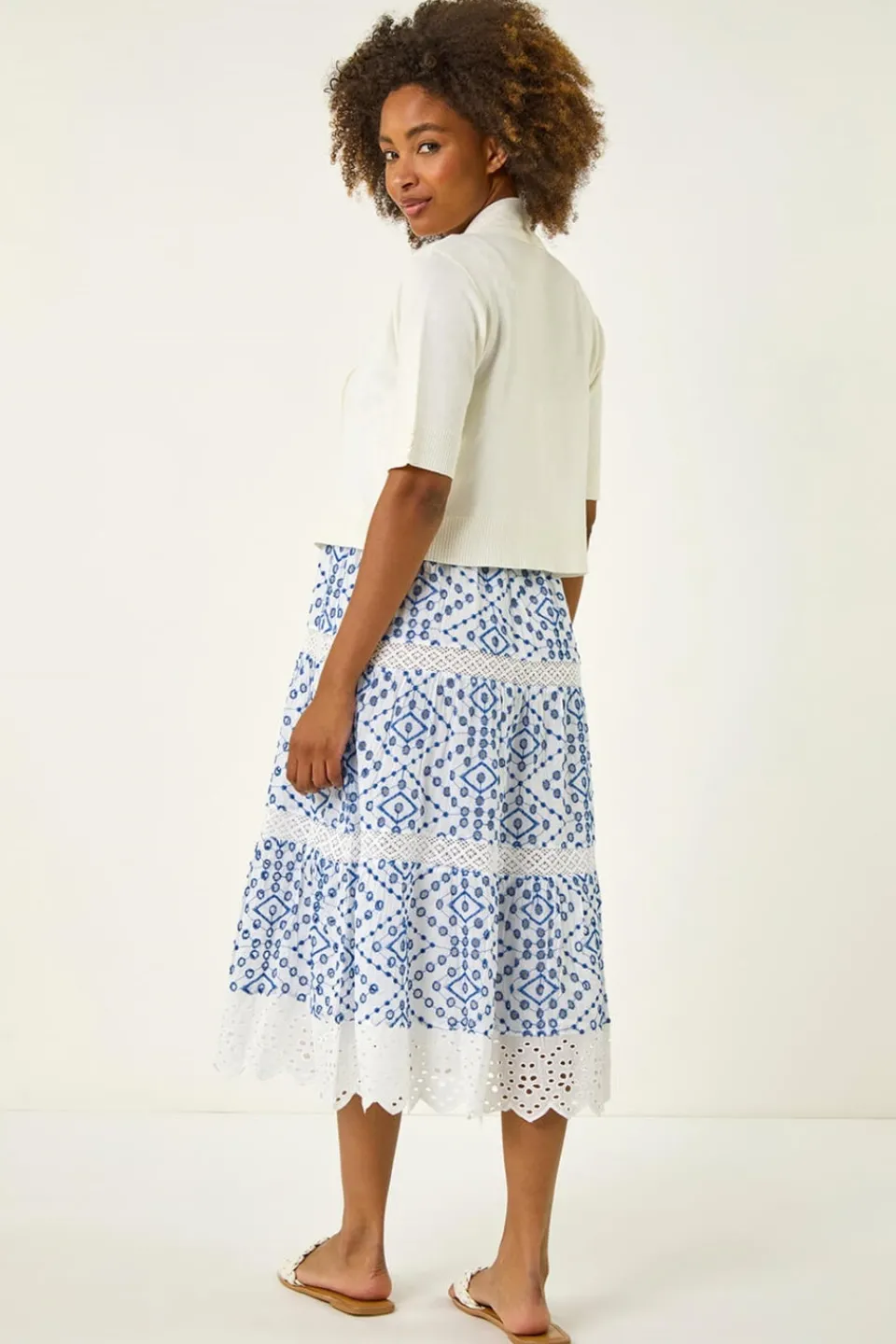 Tops>Roman Natural Button Cuff Knitted Shrug