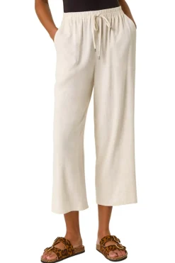 Trousers>Roman Cropped Linen Trouser Natural