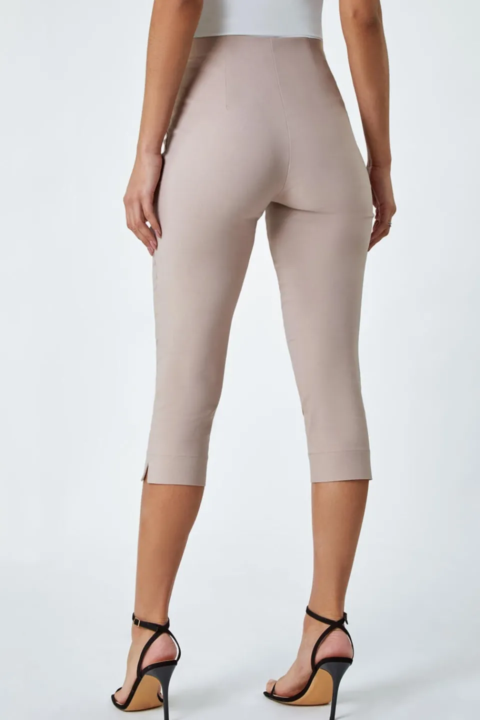 Trousers>Roman Natural Cropped Stretch Trouser Capri Summer Leggings 3/4 Pedal Pushers