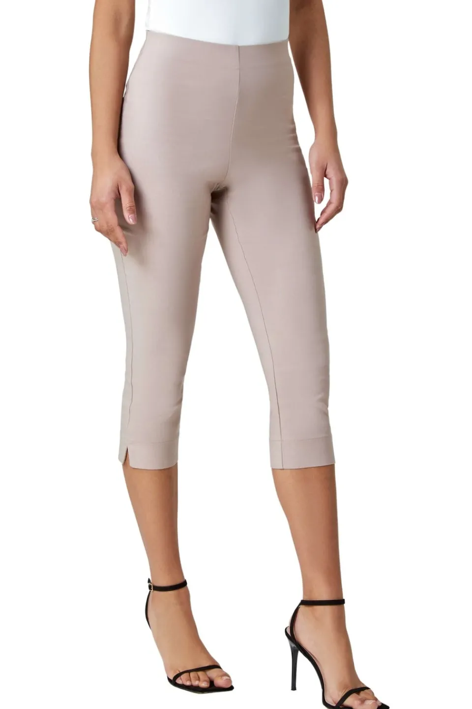 Trousers>Roman Natural Cropped Stretch Trouser Capri Summer Leggings 3/4 Pedal Pushers