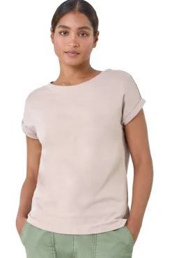 T-Shirts>Roman Plain Stretch Cotton Jersey T-Shirt Natural
