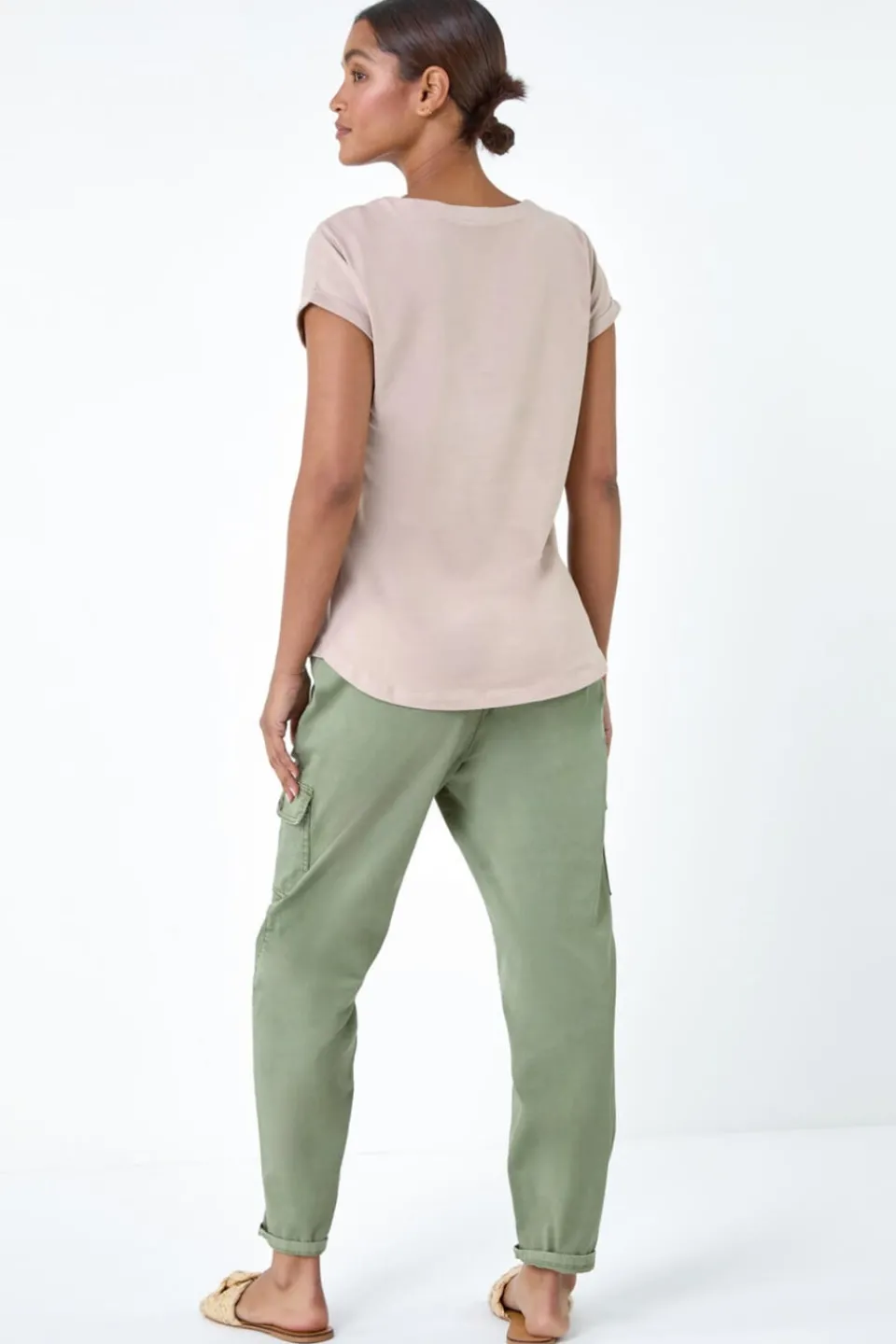 T-Shirts>Roman Plain Stretch Cotton Jersey T-Shirt Natural