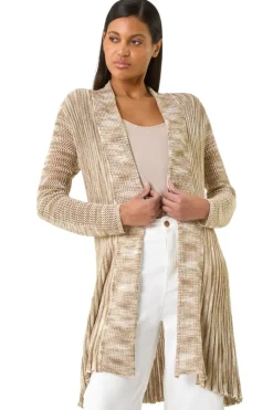 Tops>Roman Natural Pointelle Longline Cardigan