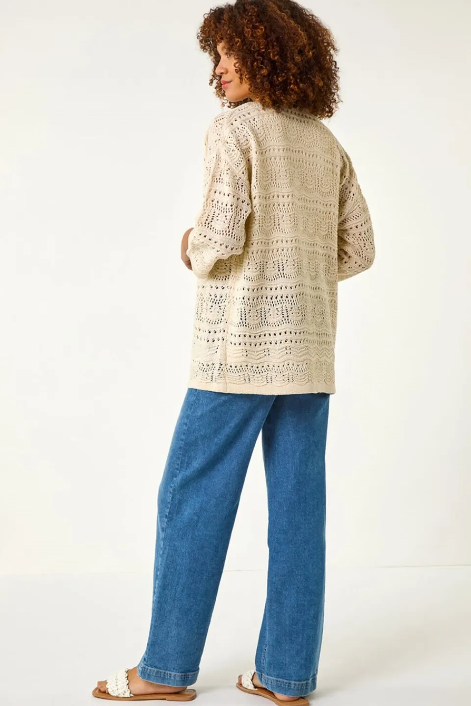 Tops>Roman Natural Stitch Detail Cardigan