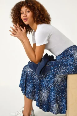 Skirts>Roman Navy Abstract Print Panel Skirt