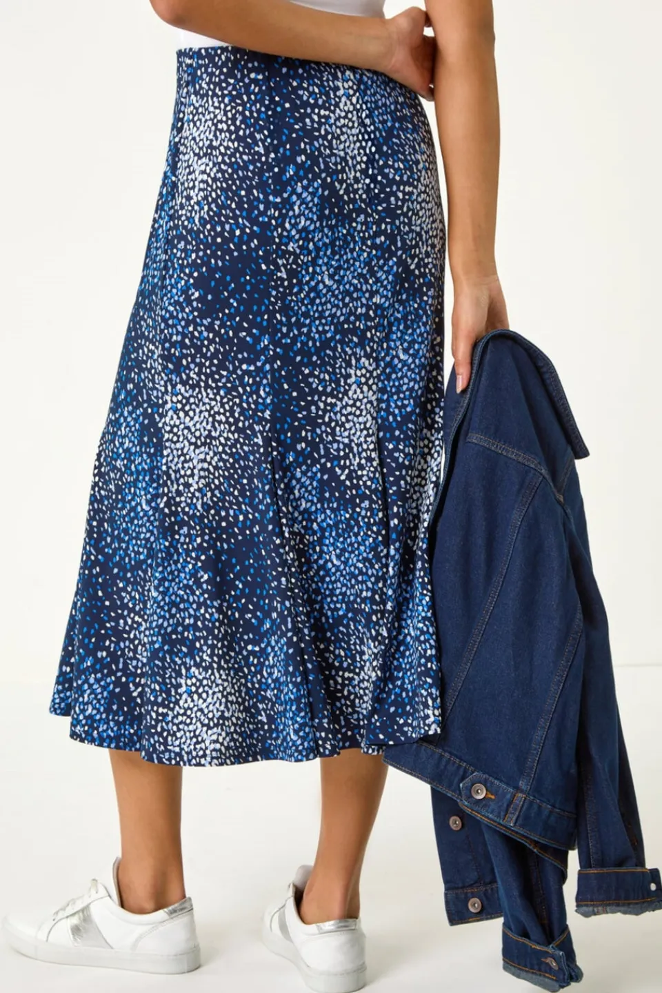 Skirts>Roman Navy Abstract Print Panel Skirt