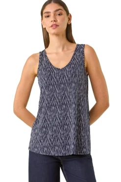 Tops>Roman Navy Abstract Print Cami Stretch Top