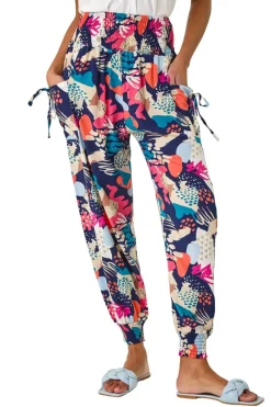 Trousers>Roman Navy Abstract Tie Pocket Trousers