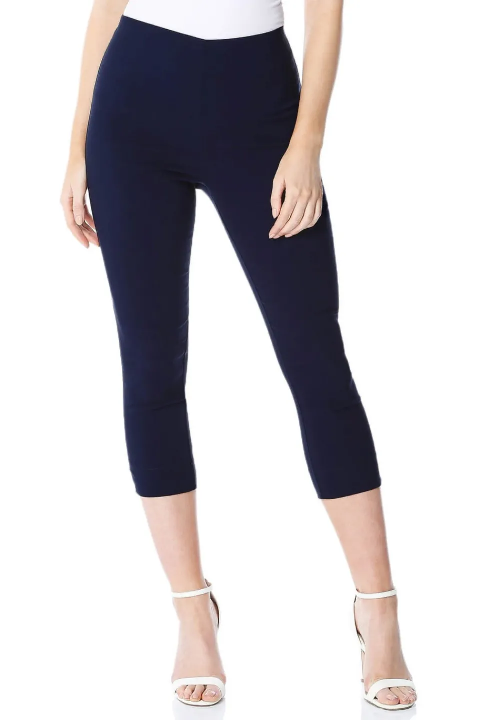 Trousers>Roman Navy Blue Cropped Stretch Trouser Capri Summer Leggings 3/4 Pedal Pushers NavyBlue