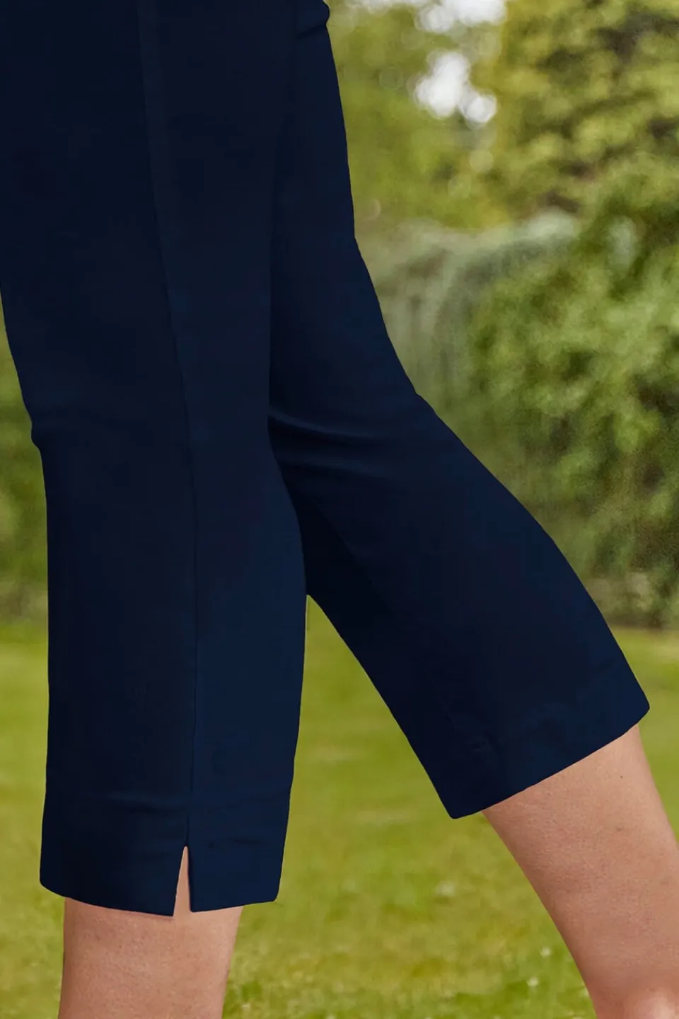 Trousers>Roman Navy Blue Cropped Stretch Trouser Capri Summer Leggings 3/4 Pedal Pushers NavyBlue