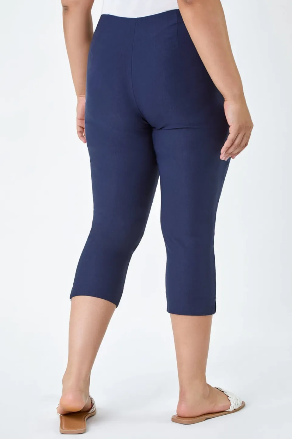 Trousers>Roman Blue Curve Cropped Stretch Trouser Navy