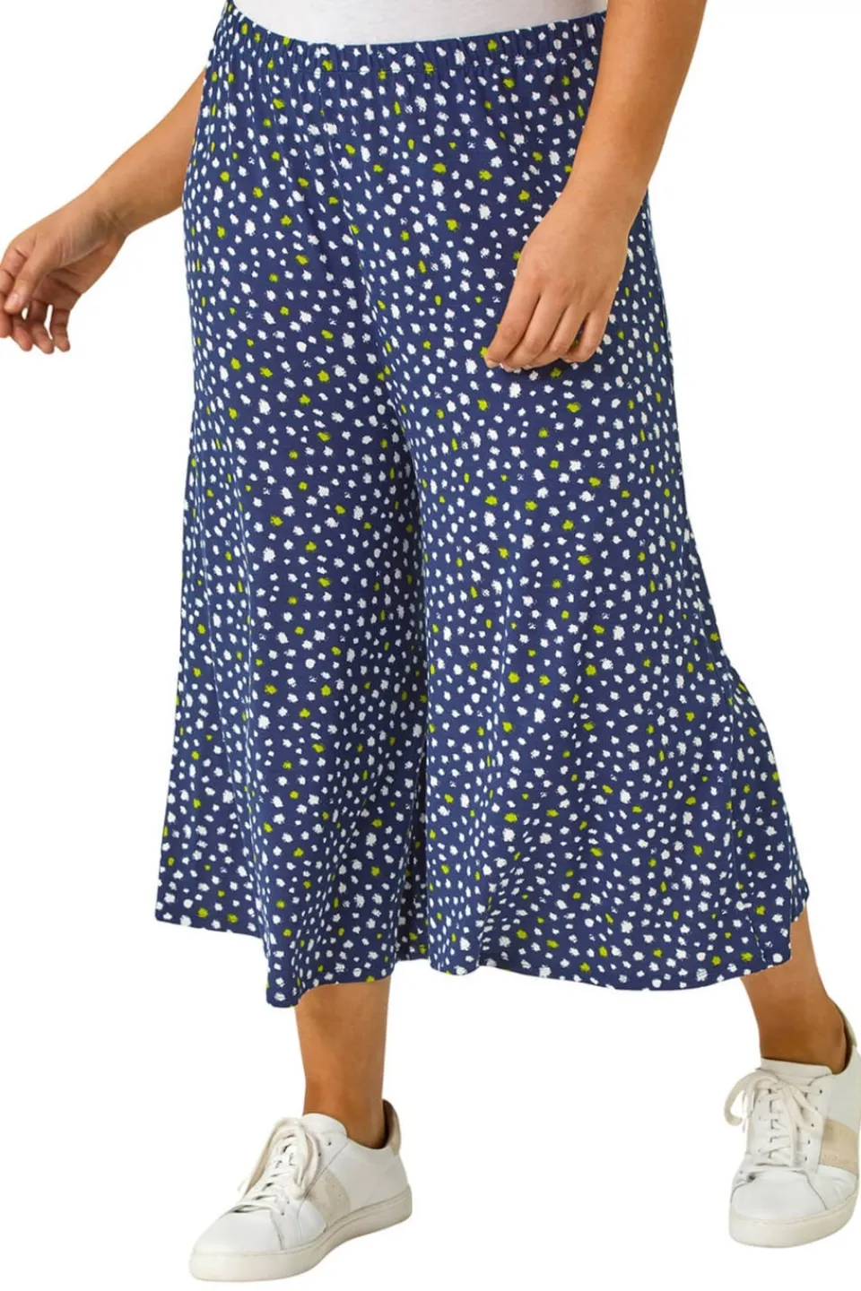 Trousers>Roman Navy Curve Abstract Spot Culotte