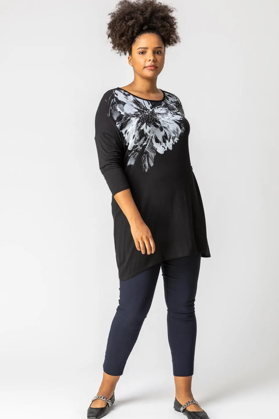 Trousers>Roman Curve Full Length Elastic Waist Trousers Navy