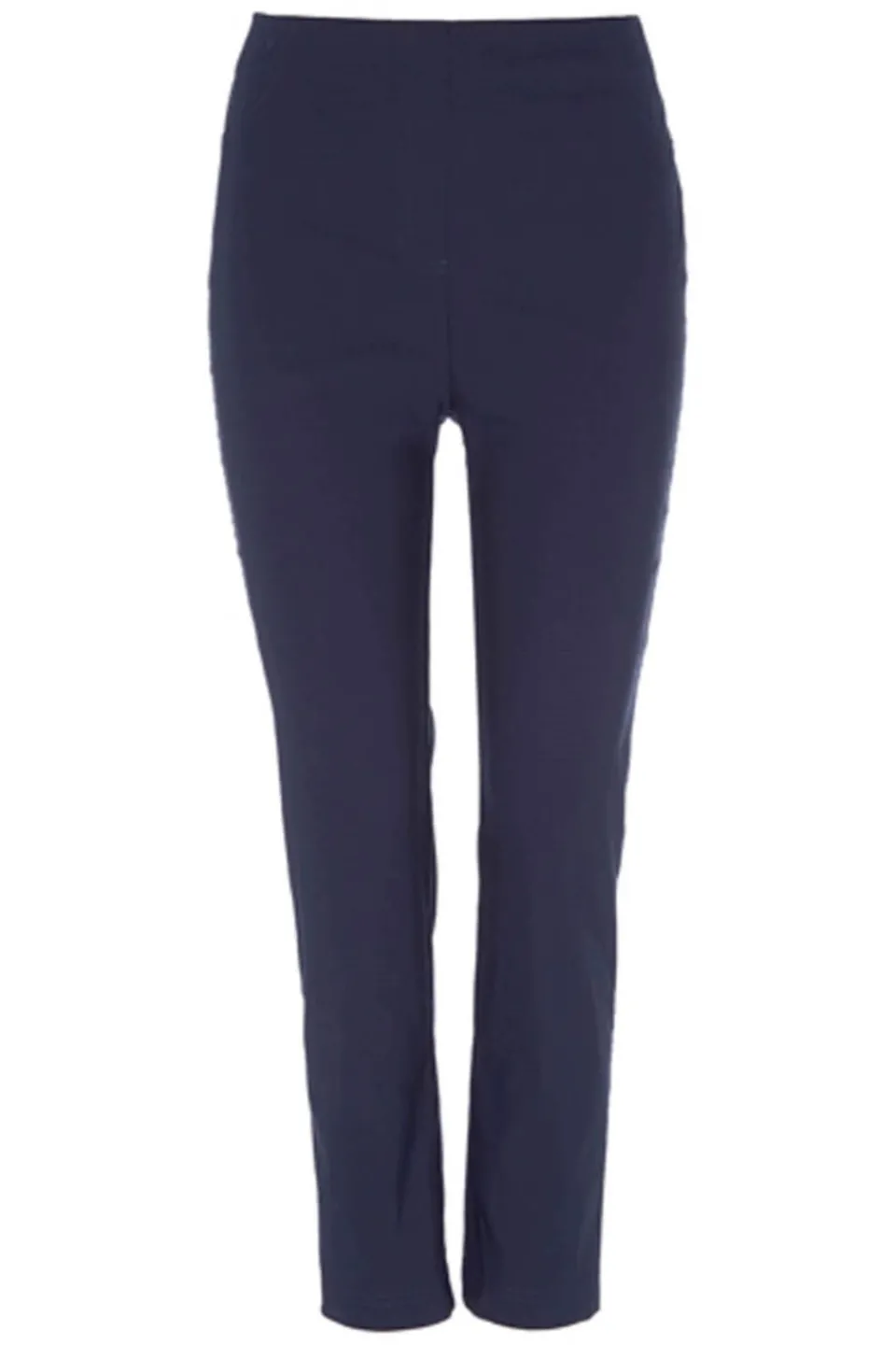 Trousers>Roman Full Length Elastic Waist Stretch Trousers Navy