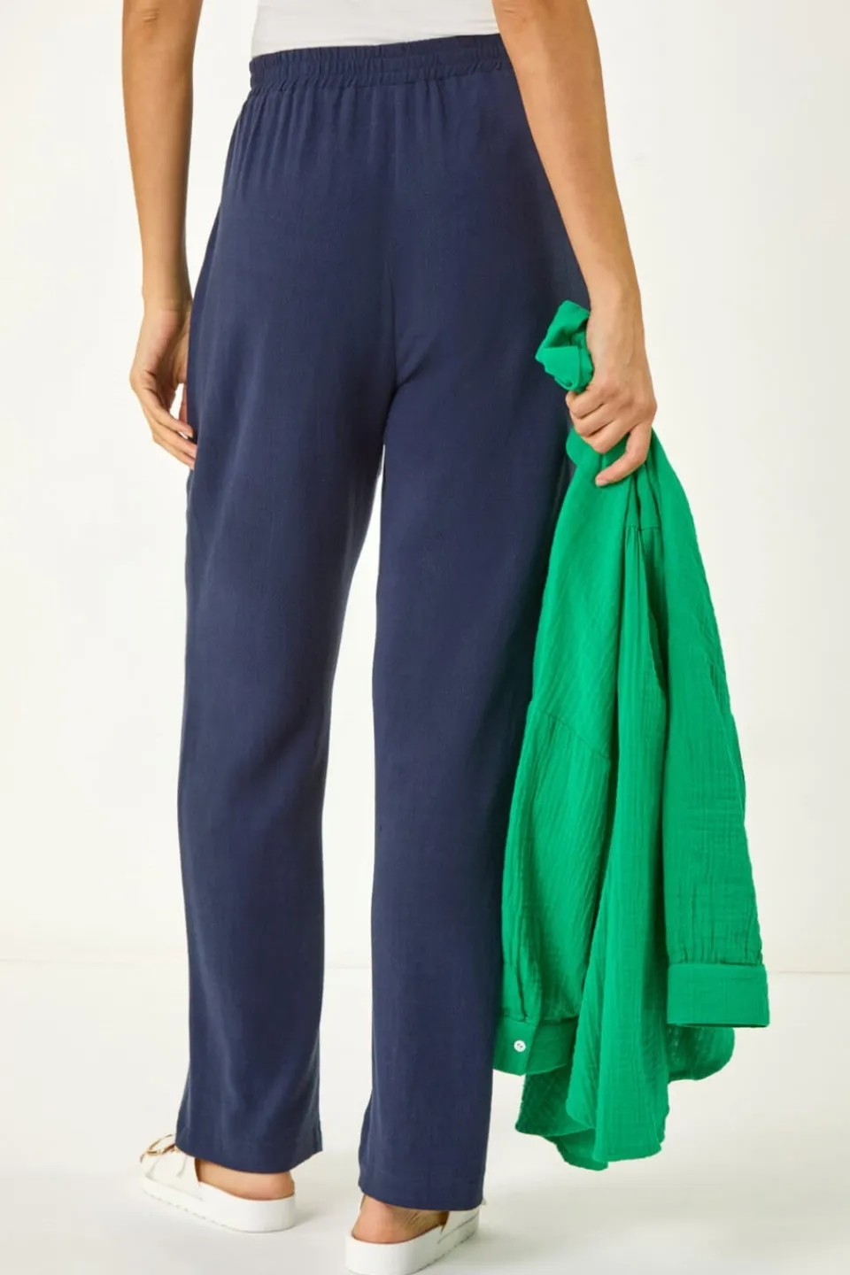 Trousers>Roman Full Length Linen Trouser Navy