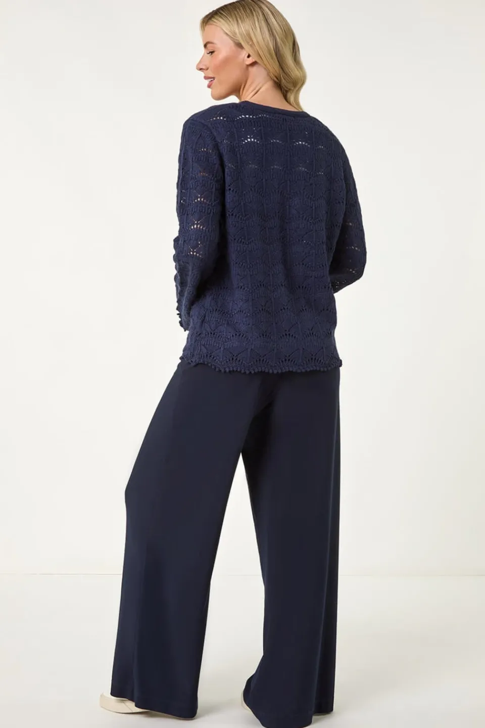 Tops>Roman Petite Knitted Tie Cardigan Navy