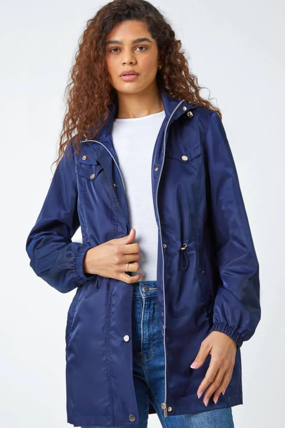 Coats & Jackets>Roman Shower Resistant Longline Jacket Navy