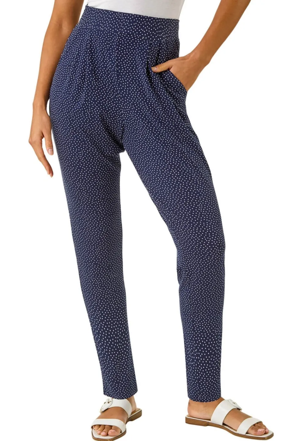 Trousers>Roman Navy Spot Print Harem Trouser